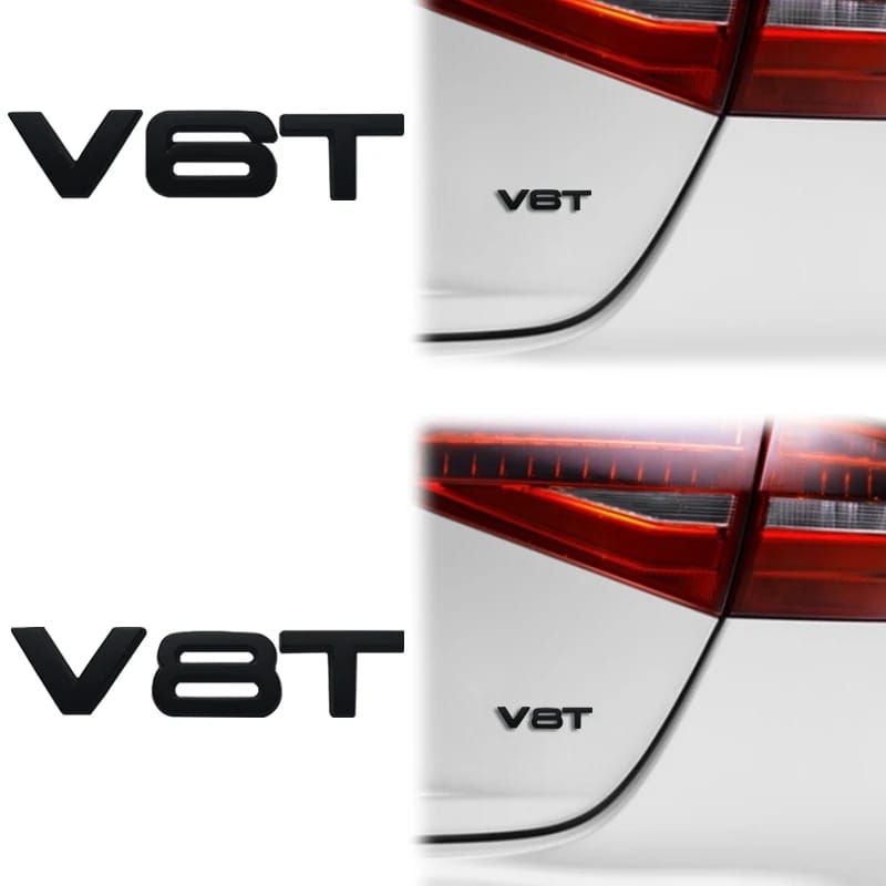 Emblema V6T o V8T negro brillo audi