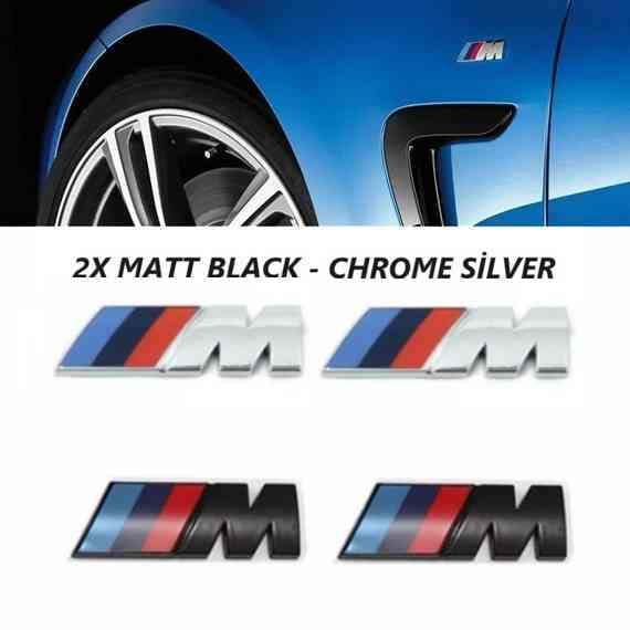 Emblemas M laterales plata, negro mate o negro brillo
