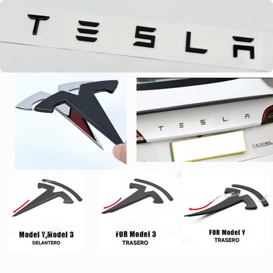 TESLA emblema o letras negro brillo
