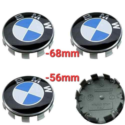 BMW 4 tapas buje 68mm o 56mm azul blanco