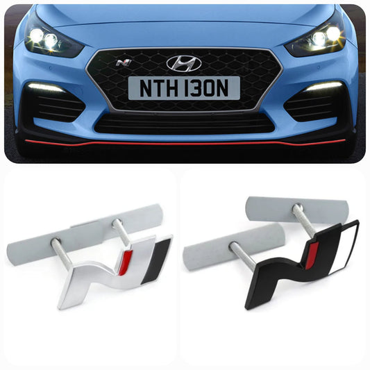 Emblema N parrilla plata o negro hyundai