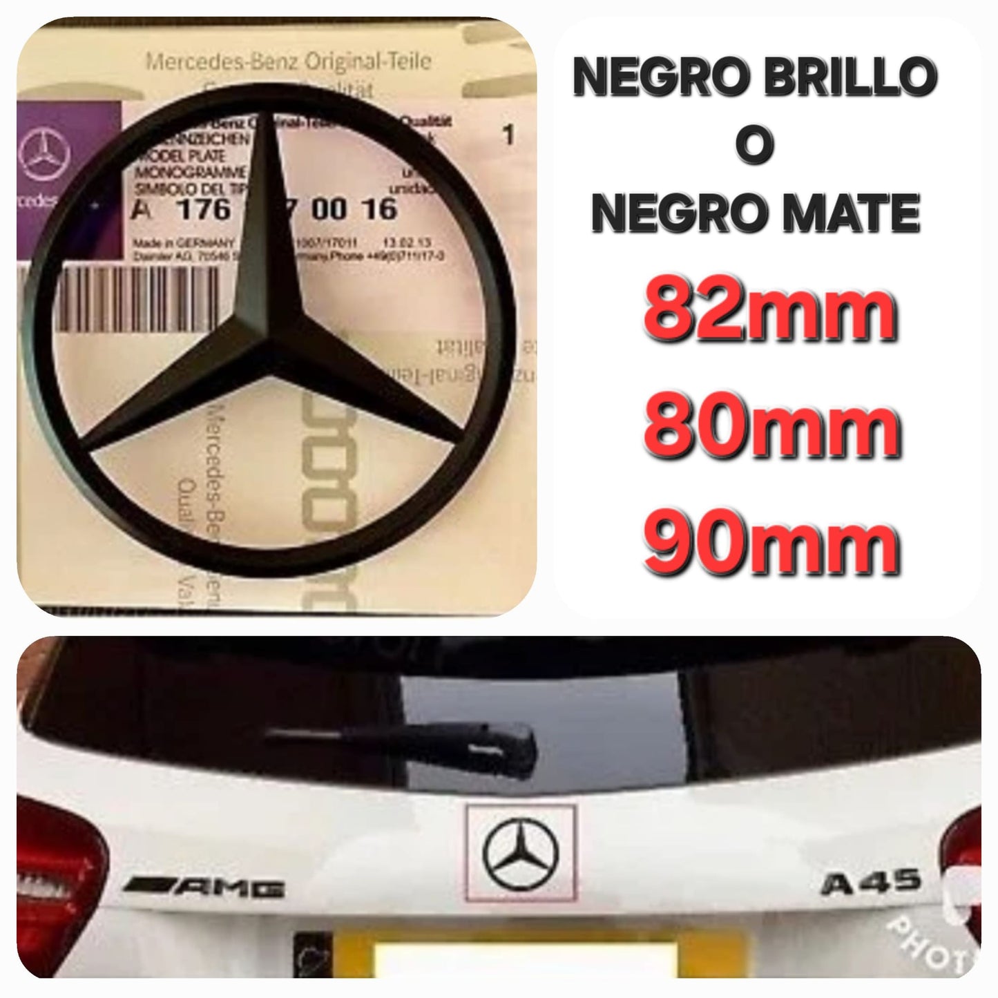 Estrella mercedes negro mate o brillo