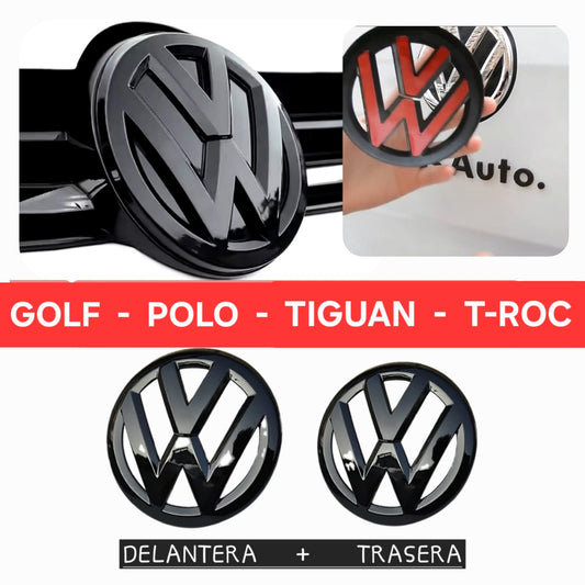 Emblema VW dalantero y trasero negro brillo