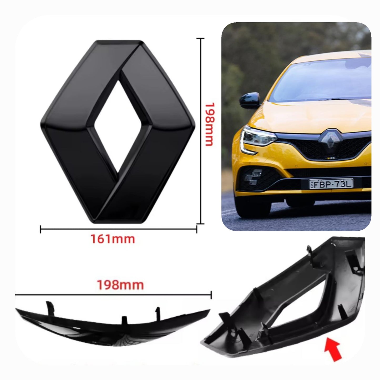 Renault emblema delantero negro brillo