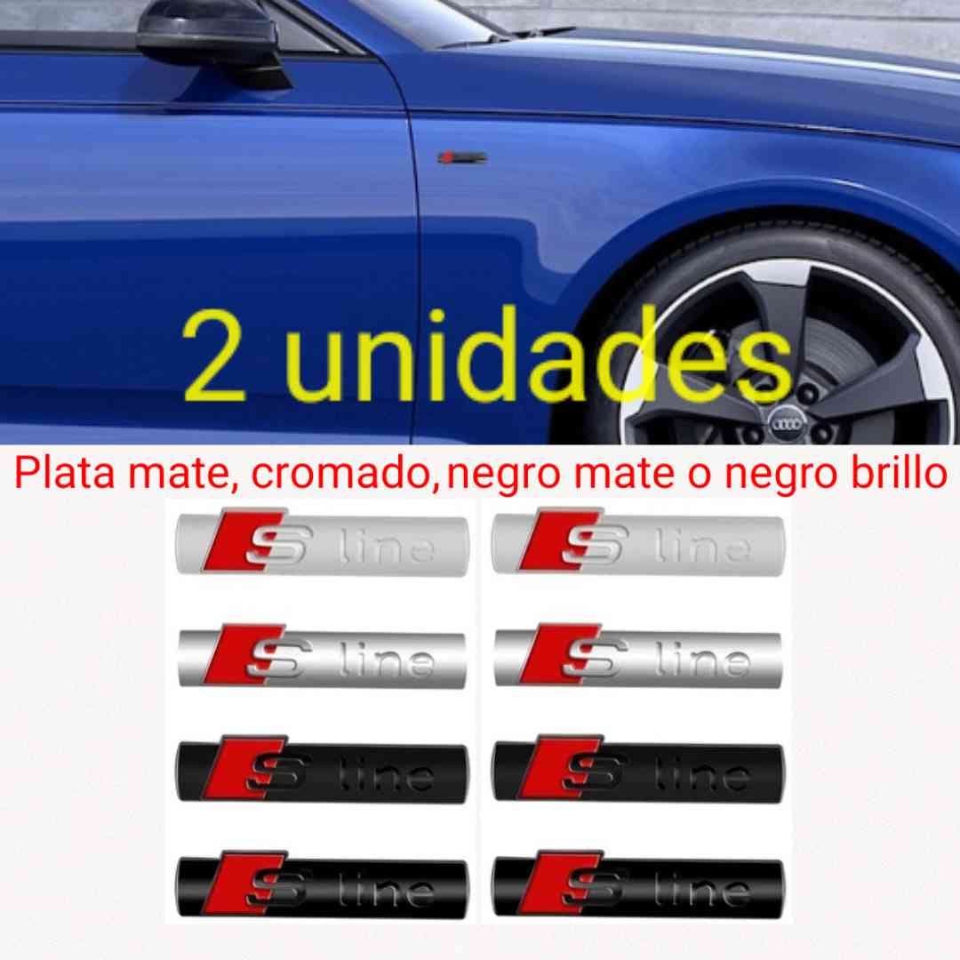 2 Emblema Sline lateral plata, cromado o negro